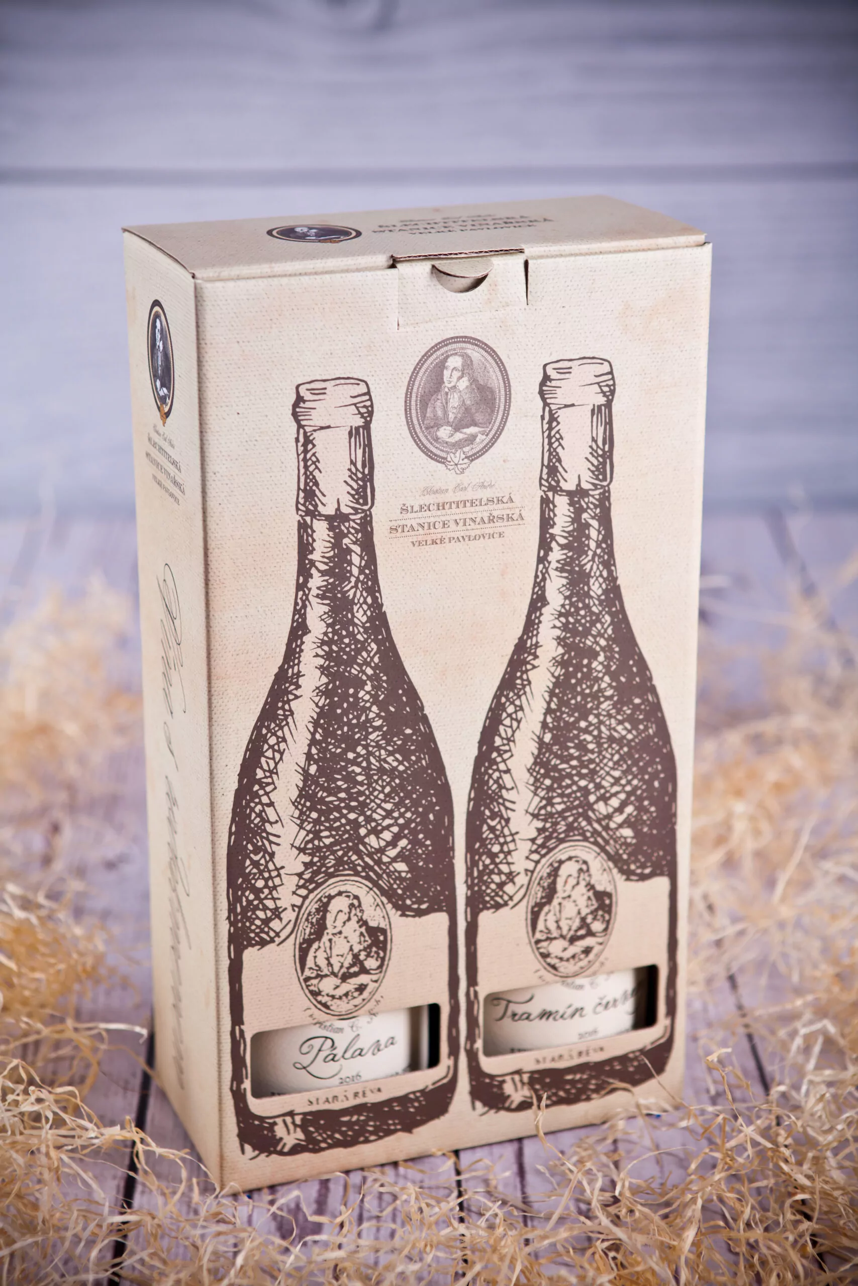 papírová dárková krabička stará réva 2 lahve
