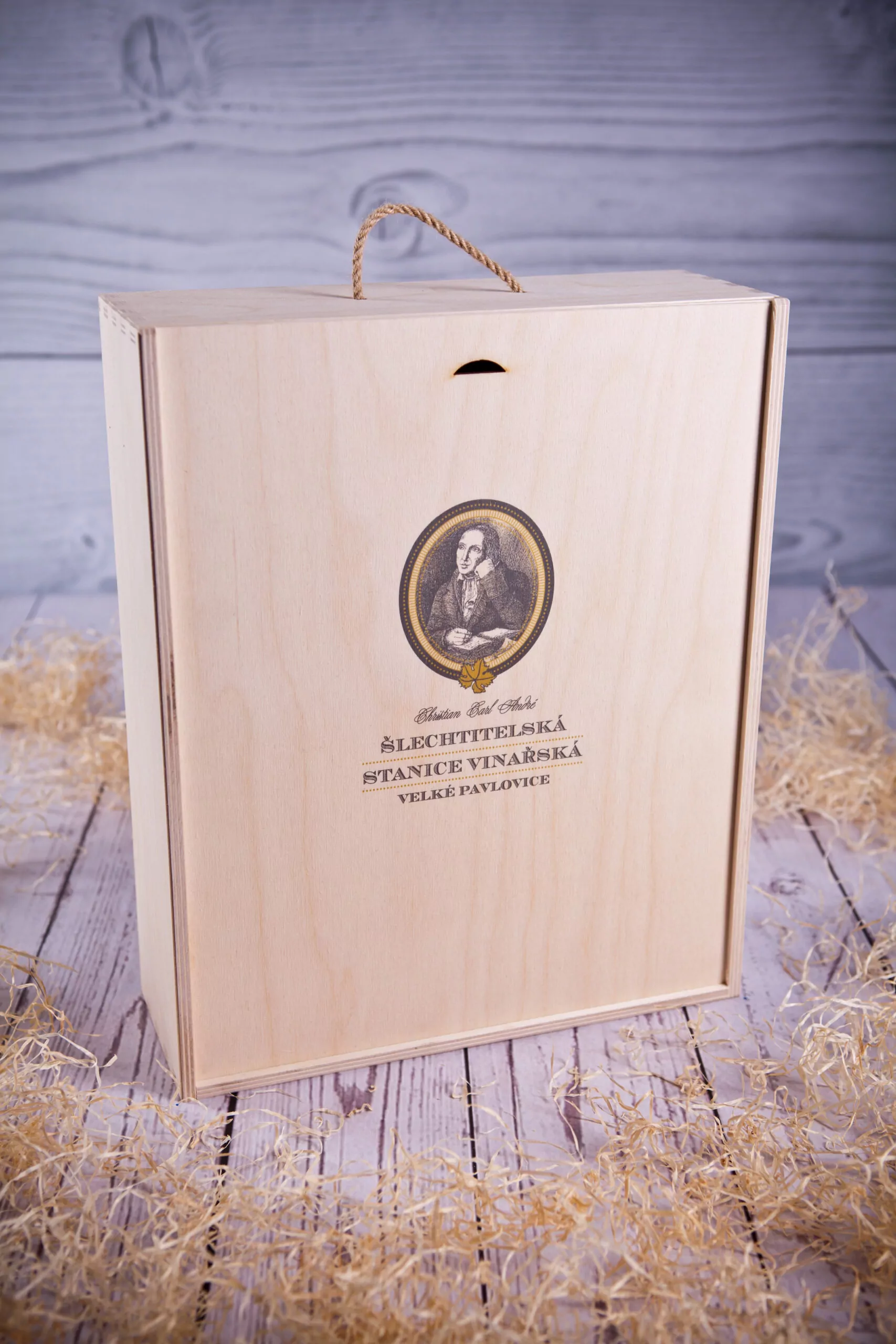 dřevěná krabička na 3 lahve ch.c.andré - Obrázek 2