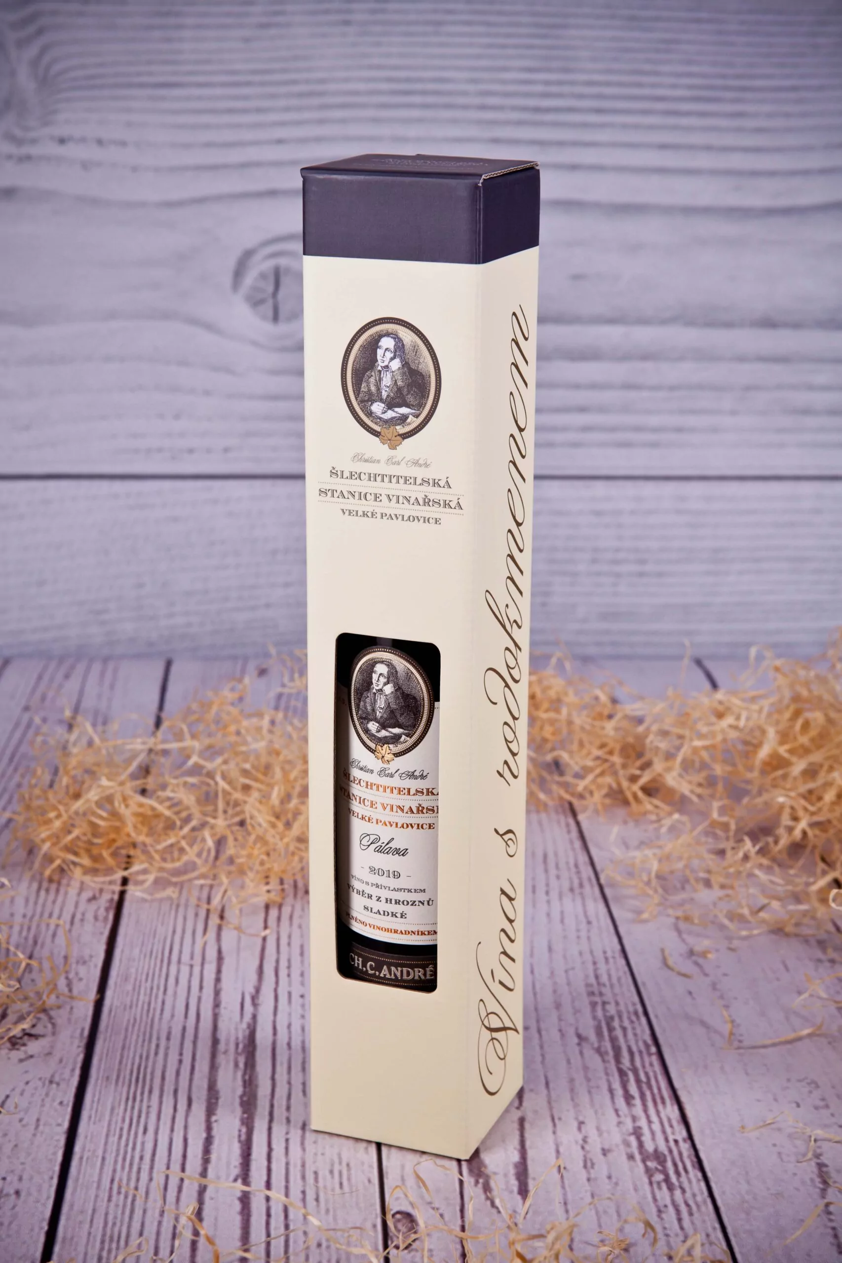 papírová dárková krabička 1 lahev ch.c.andré 0,5 lit.