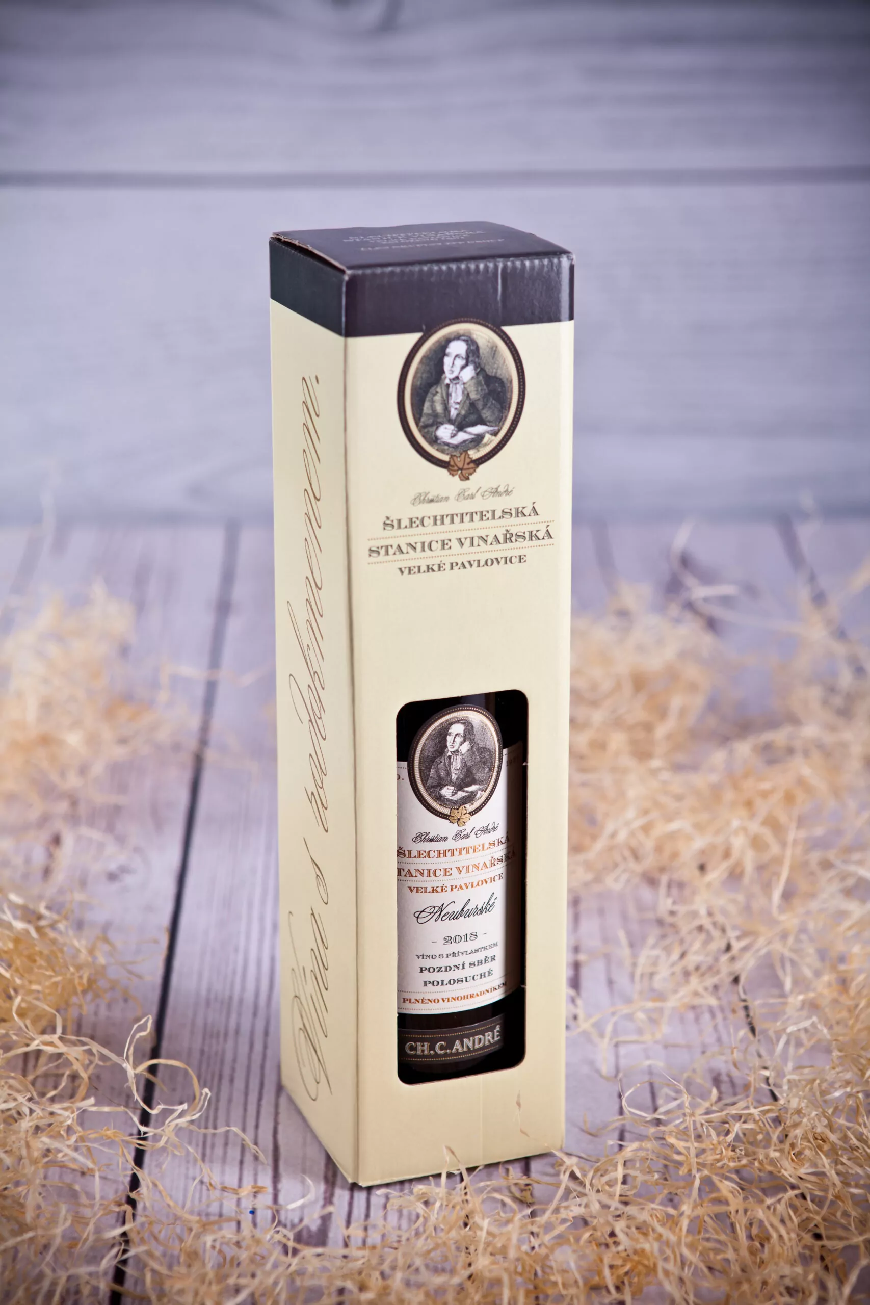 papírová dárková krabička 1 lahev ch.c.andré 0,75 lit.